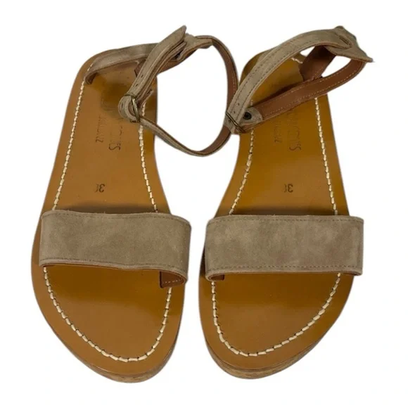 K. Jacques St. Tropez Women’s Strappy Platform Sandal Beige Suede Staps Size 7.5 - Picture 2 of 11